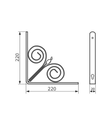 На картинке «Кронштейн фигурный "Домарт" 220х220 мод.14 двойной витой черный »