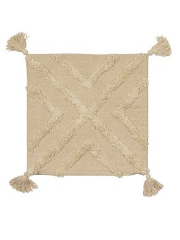 Наволочка декоративная Прованс Руны с кистями,  бежевая, 45*45см,  SI-5309