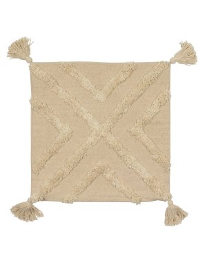 На картинке «Наволочка декоративная Прованс Руны с кистями,  бежевая, 45*45см,  SI-5309»