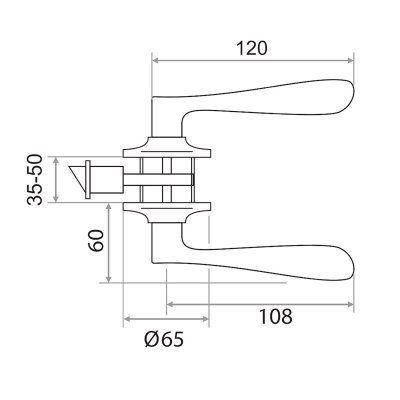 На картинке «Защелка ЗВ2-05 "TRODOS" без ключа/фиксатора, хром»