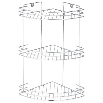 На картинке «Полка настенная Delphinium 3-ярусная угловая "W2672C", хром»